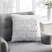 Holiday Time Snowflake Decorative Cushion in White/Silver