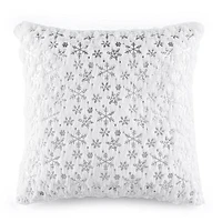 Holiday Time Snowflake Decorative Cushion in White/Silver