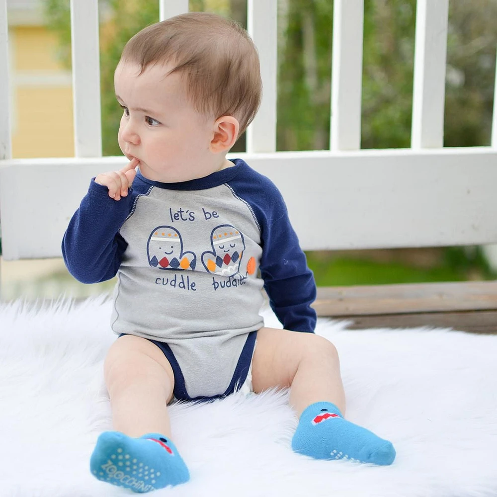 ZOOCCHINI - Baby, Toddler 3 Piece Comfort Terry Socks Set - Coordinated Animal Character Print, Patterned Socks - 3 Pairs