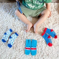 ZOOCCHINI - Baby, Toddler 3 Piece Comfort Terry Socks Set - Coordinated Animal Character Print, Patterned Socks - 3 Pairs