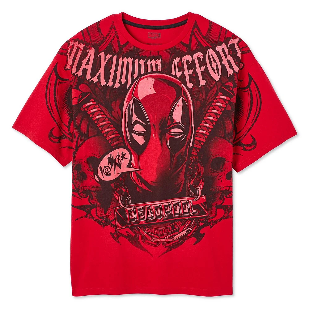 T-shirt avec imprimé graphique Deadpool Marvel pour hommes Tailles P–TG