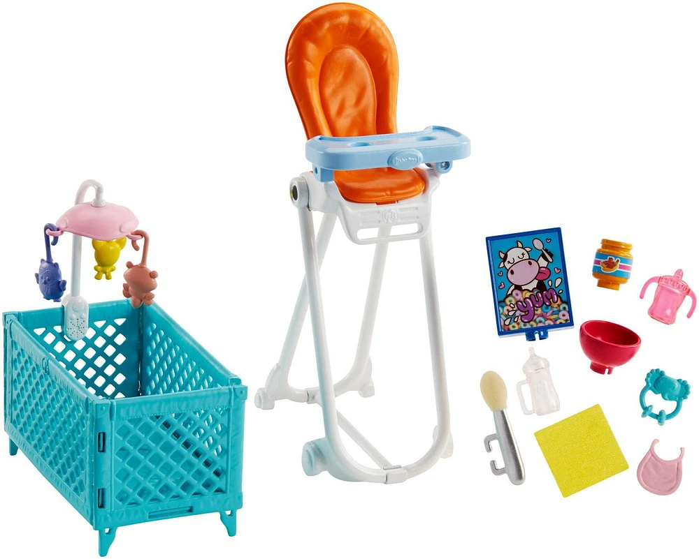 Barbie Skipper Babysitters Inc. High Chair And Play Pen Playset