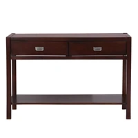 Homylin 44.3 Inch Entry Console Table with Drawers & Bottom Open Shelf, Cherry Finish Sofa Couch Table for Entryway Hallway Living Room (Dark Brown)