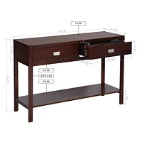 Homylin 44.3 Inch Entry Console Table with Drawers & Bottom Open Shelf, Cherry Finish Sofa Couch Table for Entryway Hallway Living Room (Dark Brown)