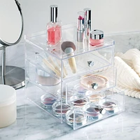 Mainstays Luci Cosmetic Organizer for Vanity Cabinet to Hold Makeup, Beauty Products - 3 Drawer, Clear, three drawer organizer