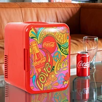 Coca-Cola 6 Can Portable Mini Cooler/Warmer, 4L Mini Fridge for Travel, Red