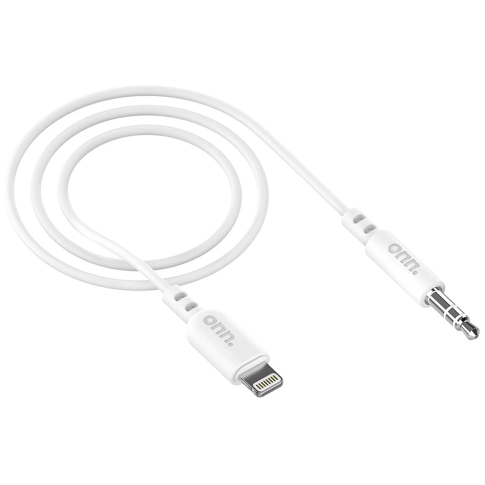 onn. 3 ft./0.9 m Lightning to 3.5 mm AUX Cable, Made for Apple