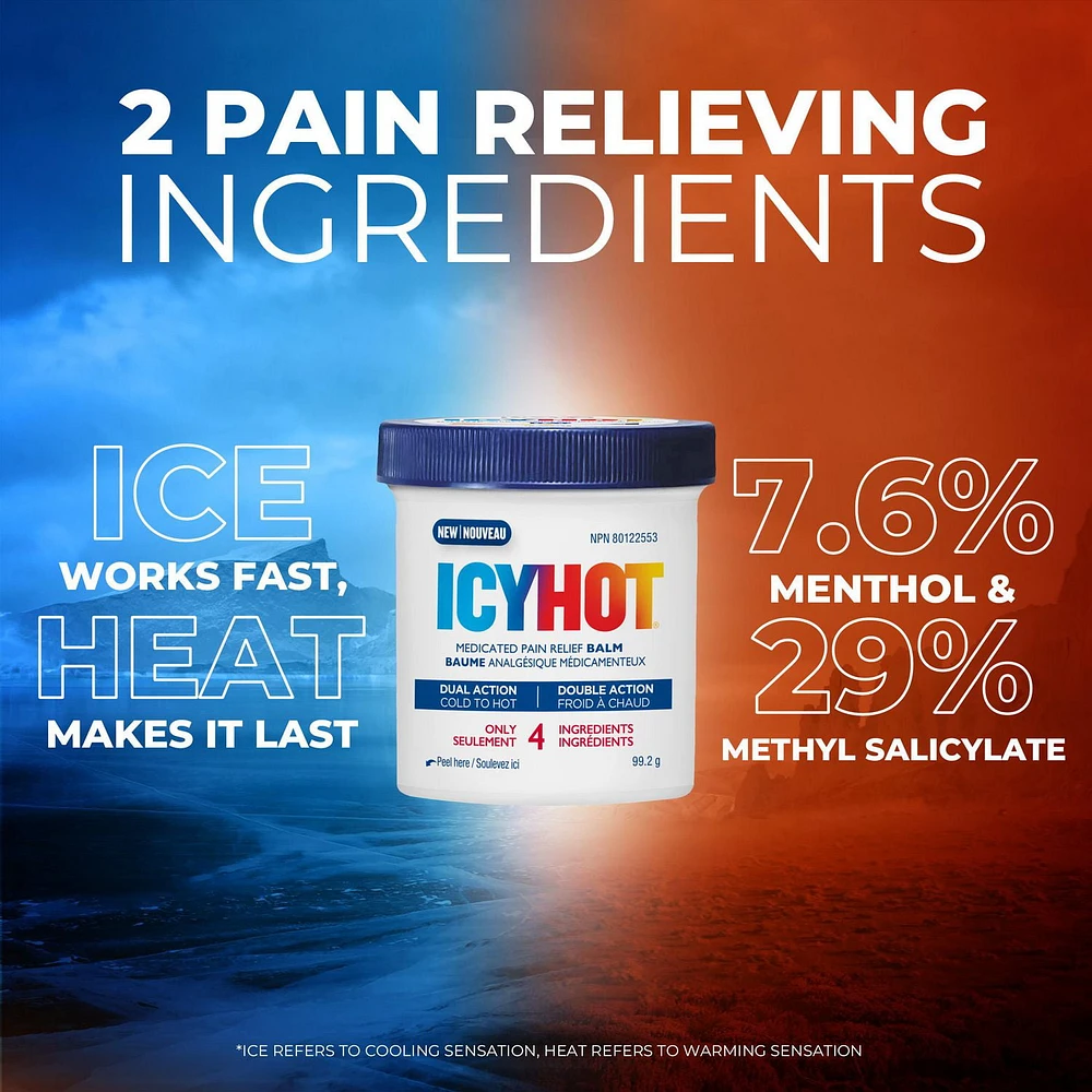 Icy Hot Medicated Pain Relief Balm, Relieves Minor Aches and Pains of Muscles and Joints Associated with Arthritis, Backache, Strains and Sprains, Menthol 7.6%, Methyl Salicylate 29%, 99.2g Jar, 99.2 g