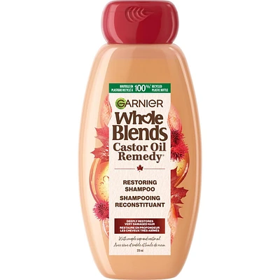 Garnier Whole Blends Shampooing Remède Huile de Ricin, 370 mL Shampooing pour cheveux fragiles et amincissants.