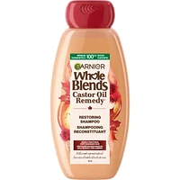 Garnier Whole Blends Shampooing Remède Huile de Ricin, 370 mL Shampooing pour cheveux fragiles et amincissants.