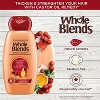 Garnier Whole Blends Shampooing Remède Huile de Ricin, 370 mL Shampooing pour cheveux fragiles et amincissants.