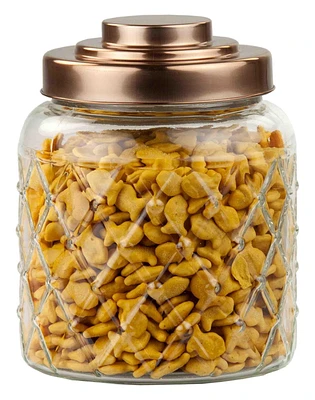 Small 2.6 Lt Textured Glass Jar with Gleaming Air-Tight Copper Top