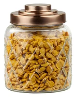 Small 2.6 Lt Textured Glass Jar with Gleaming Air-Tight Copper Top