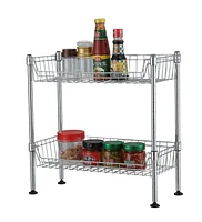 2 Tier Standing Wire Basket, Chrome