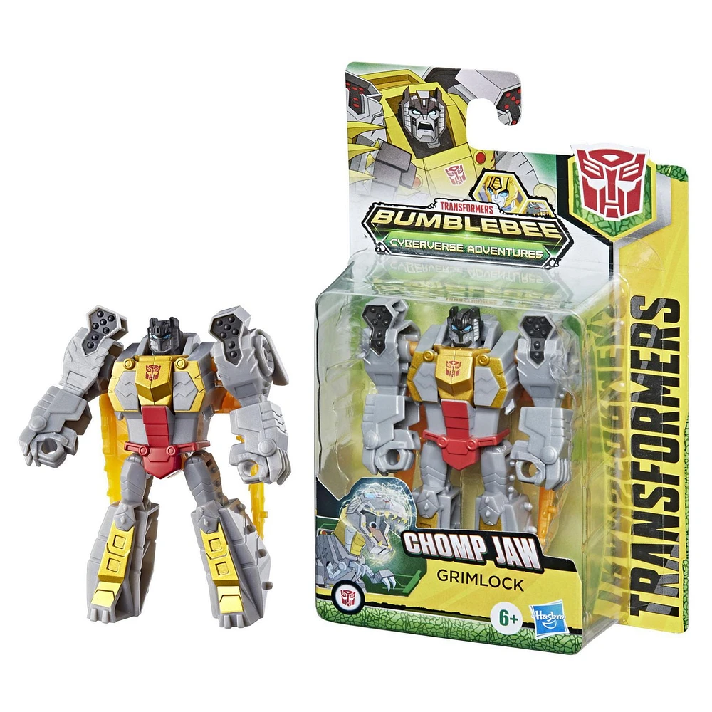 Transformers Bumblebee Cyberverse Adventures Dinobots Unite Action Attackers Scout Class Grimlock Action Figure, Chomp Jaw, 3.75-inch