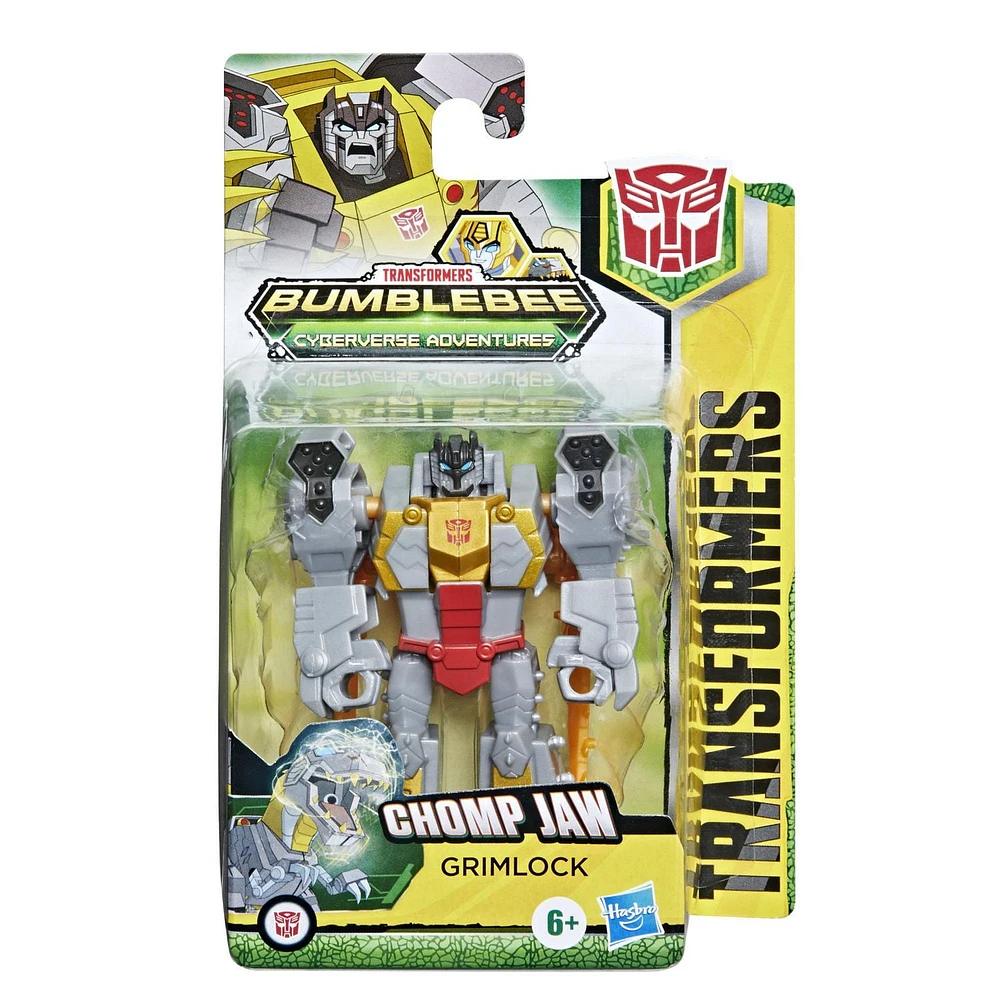 Transformers Bumblebee Cyberverse Adventures Dinobots Unite Action Attackers Scout Class Grimlock Action Figure, Chomp Jaw, 3.75-inch