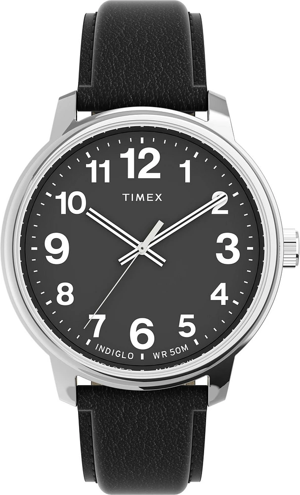 Timex® Easy Reader® Bold Leather Strap Watch