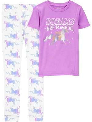 Carter's Child of Mine Kid Girls' 2 Piece PJs Cotton Purple Unicorn, 5-12