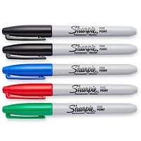 Sharpie Permanent Markers, Fine Point, Assorted Colours, 5 count