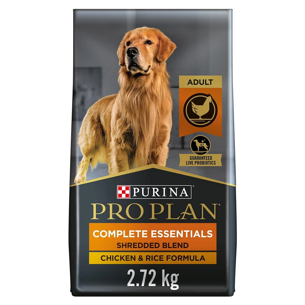 Purina Pro Plan Complete Essentials Bouchées à la Viande Formule Poulet et Riz, Nourriture Sèche pour Chiens