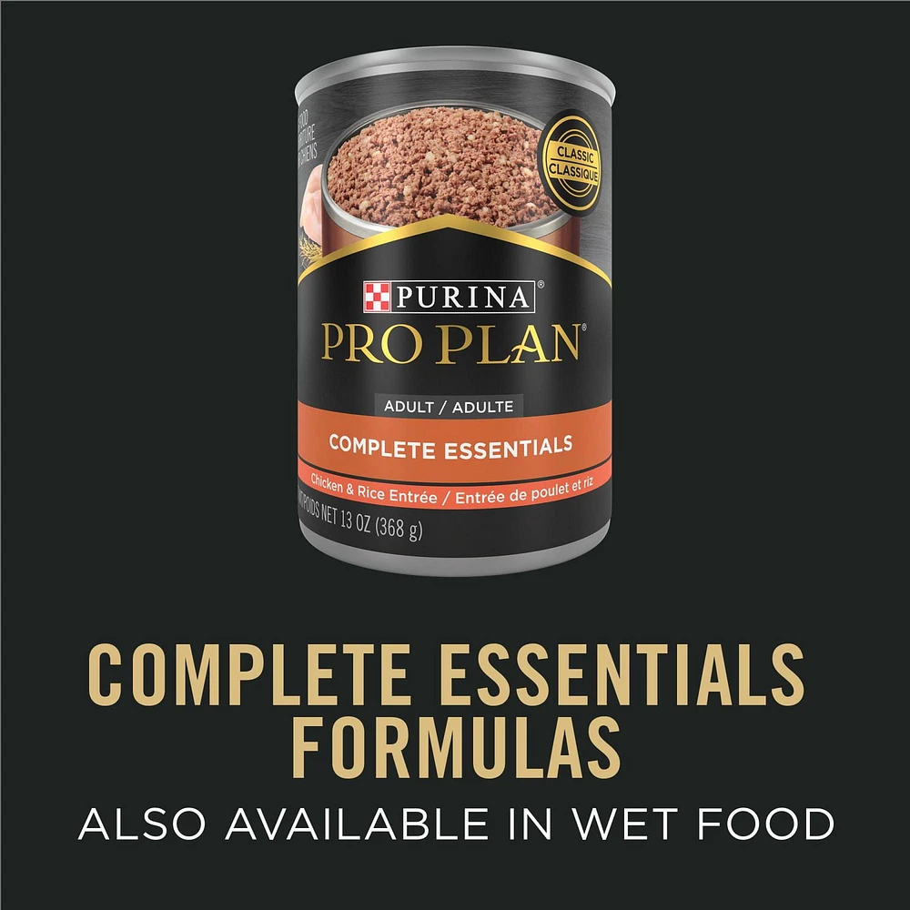 Purina Pro Plan Complete Essentials Bouchées à la Viande Formule Poulet et Riz, Nourriture Sèche pour Chiens