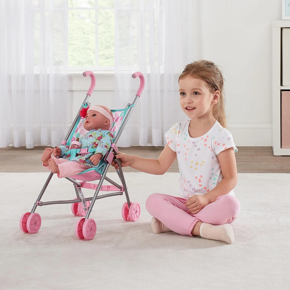 My Sweet Baby Umbrella Style Baby Stroller, Fits dolls up to 18"