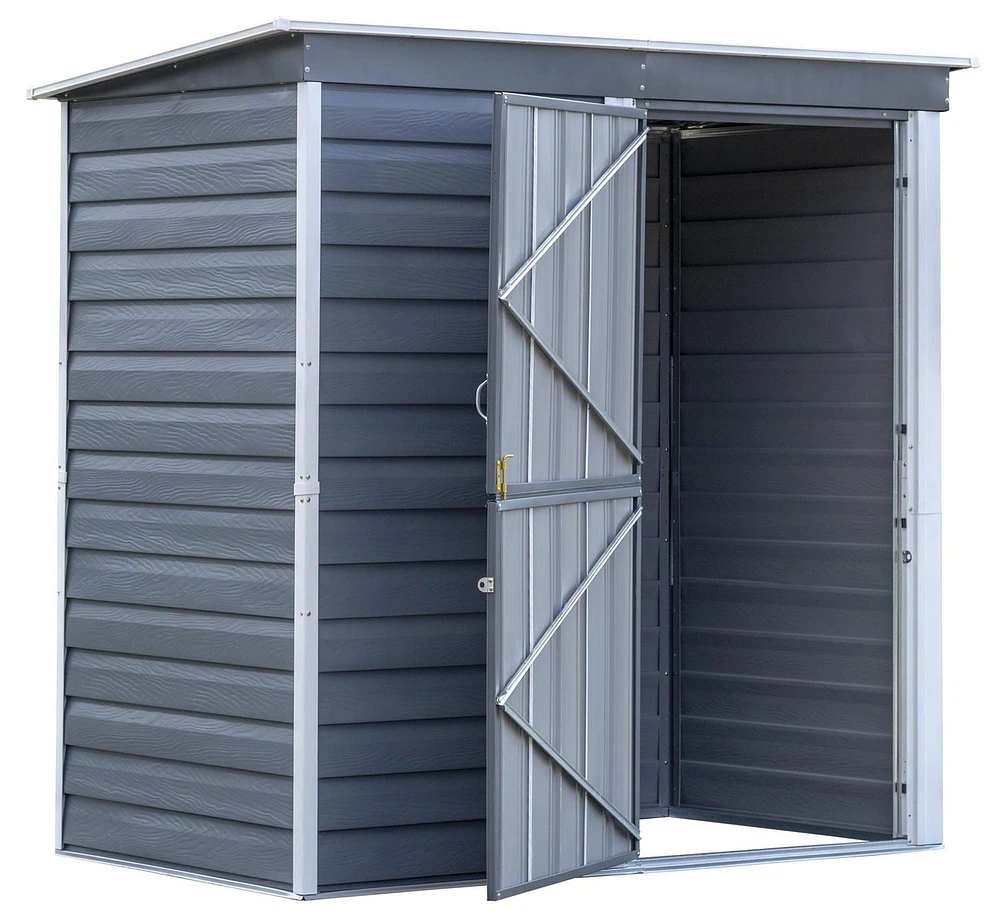 Shed-in-a-Box Steel Storage Shed 6 x 4 ft. Galvanized Charcoal/Cream