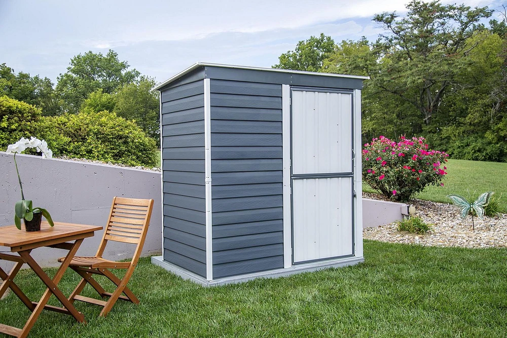 Shed-in-a-Box Steel Storage Shed 6 x 4 ft. Galvanized Charcoal/Cream