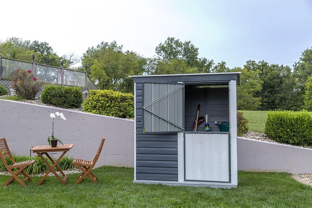 Shed-in-a-Box Steel Storage Shed 6 x 4 ft. Galvanized Charcoal/Cream