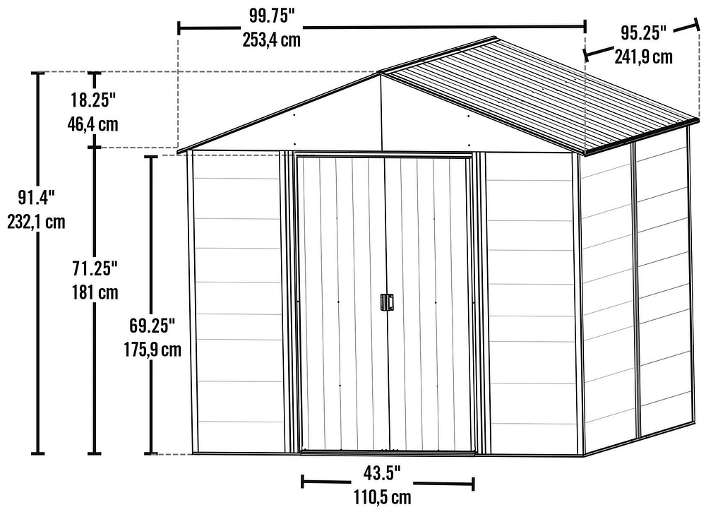 Ironwood Steel Hybrid Shed Kit 8 x 8 ft. Galvanized Anthracite