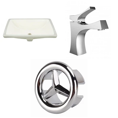 American Imaginations 20.75-in. W Rectangle Bathroom Undermount Sink Set In Biscuit - Chrome Hardware AI-26703