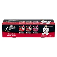 Cesar Adult Classic Loaf In Sauce Beef Selects Variety Pack Soft Wet Dog Food, 24x100g