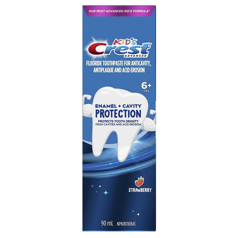 Crest Kids Enamel + Cavity Protection Toothpaste, Strawberry Flavor, 90 mL