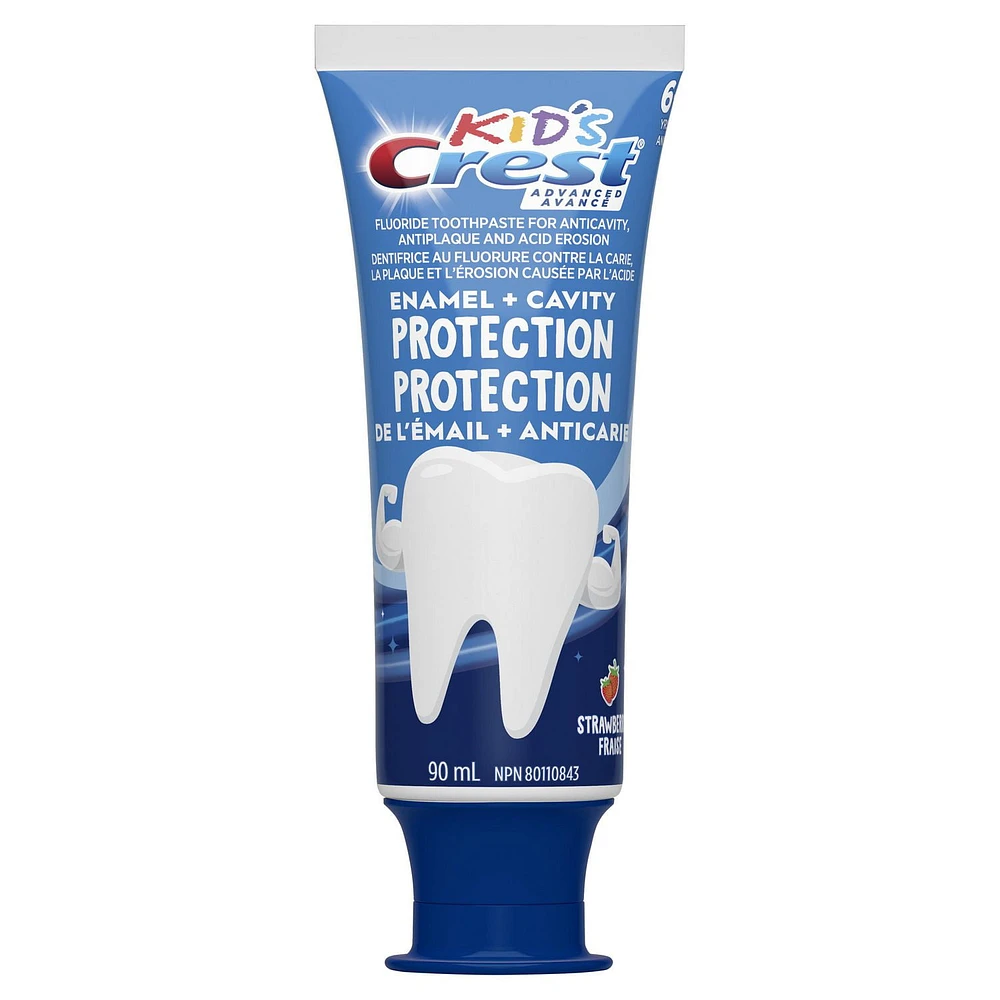 Crest Kids Enamel + Cavity Protection Toothpaste, Strawberry Flavor, 90 mL