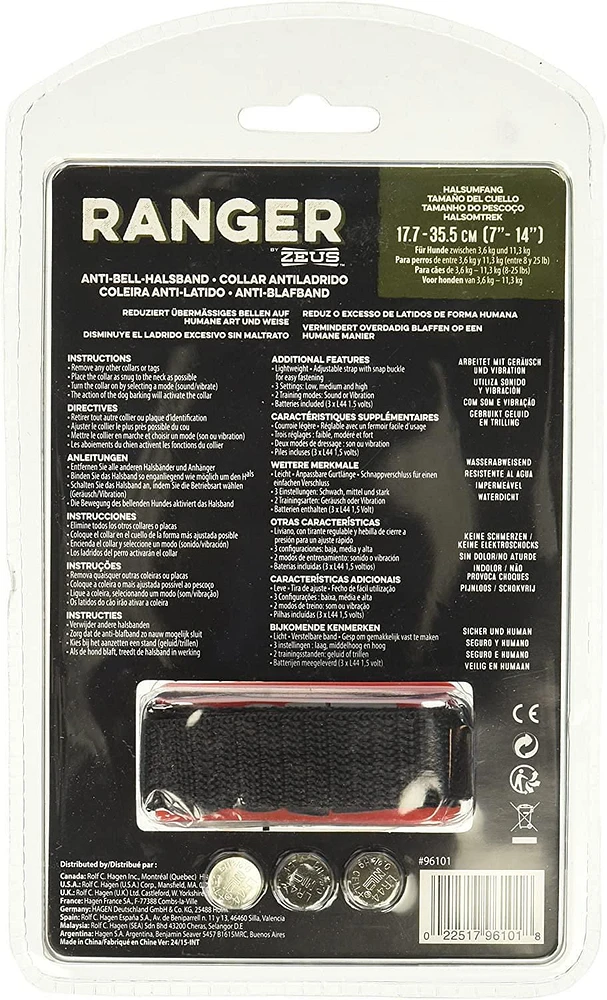 Ranger by Zeus Anti-Bark Dog Collar, Small