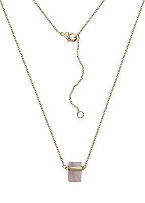 Luxury Designs Gold Plated Rose Quartz Necklace, 18"