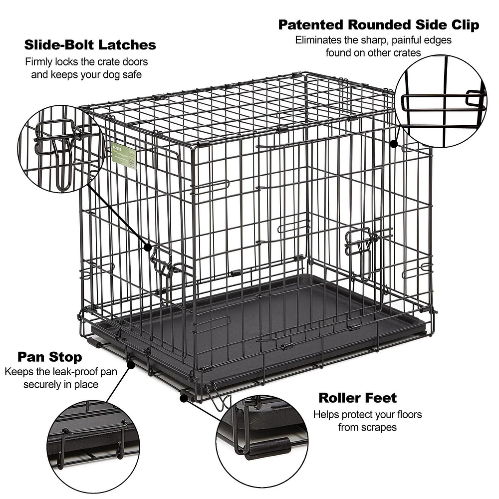 MidWest iCrate Double-Door Folding Dog Crate with Divider Panel, 2-Door Dog Crate