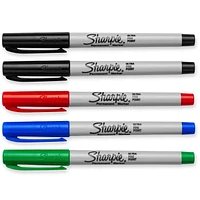 Sharpie Permanent Markers, Ultra Fine Point, Assorted Colours, 5 Count