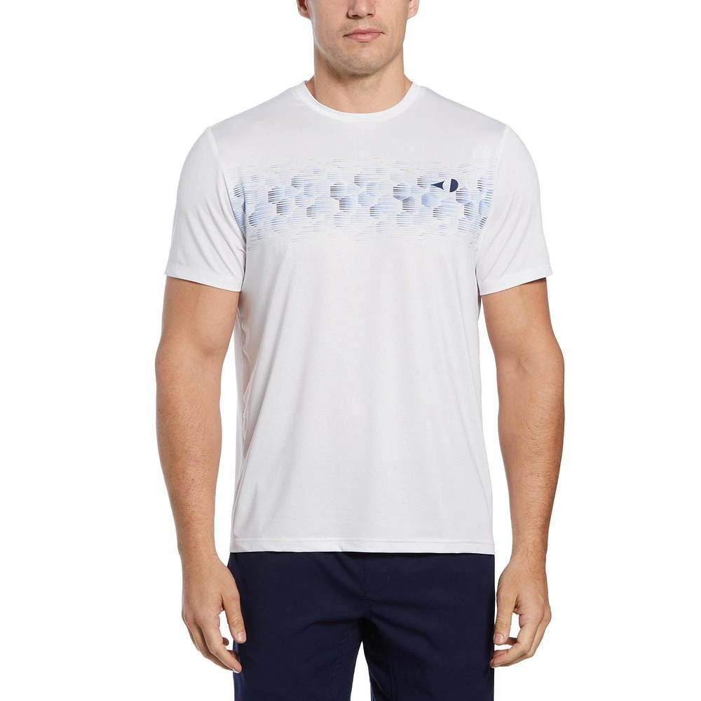 Grand Slam Men's Hexagonal Stripe Crew Neck Tennis Shirt