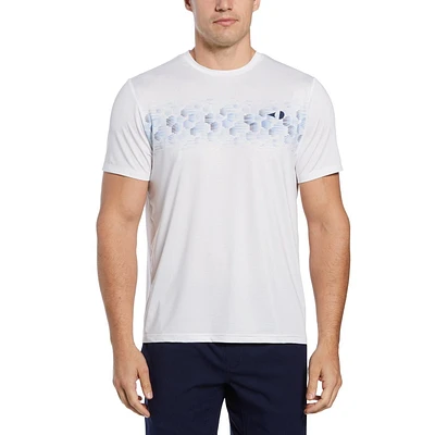 Grand Slam Chemise de tennis à col rond à rayures hexagonales pour hommes