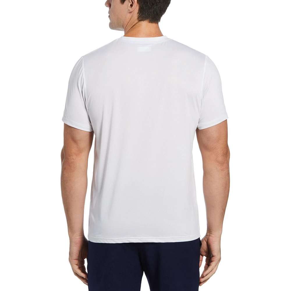 Grand Slam Men's Hexagonal Stripe Crew Neck Tennis Shirt