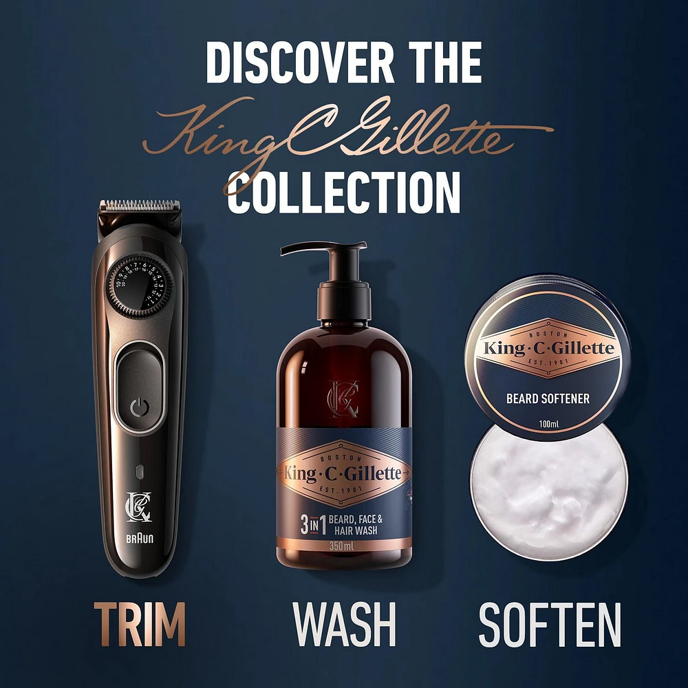 Tondeuse à barbe King C. Gillette avec cadran de précision avec 40 ajustements de longueur de barbe adaptés à tous les styles de barbe 1CT