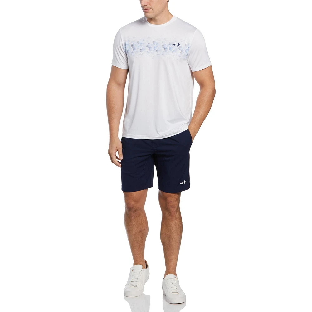 Grand Slam Men's Hexagonal Stripe Crew Neck Tennis Shirt