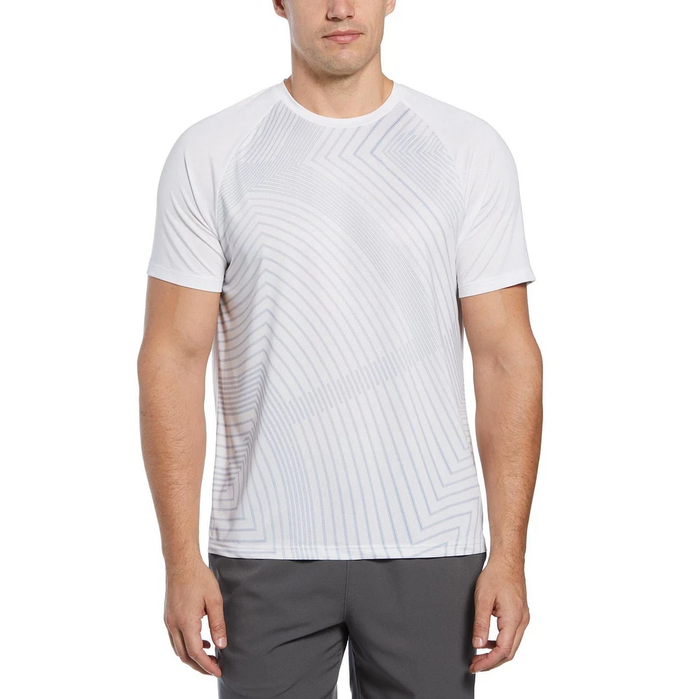 Grand Slam Men's Linear Ergo Print Crew Neck Tennis Shirt