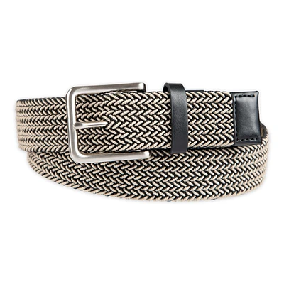 Ceinture tressée Tailored Flex de Haggar pour hommes en tissu élastique avec garniture similicuir 35mm