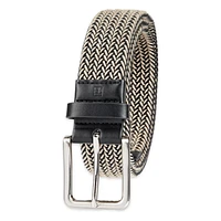 Ceinture tressée Tailored Flex de Haggar pour hommes en tissu élastique avec garniture similicuir 35mm