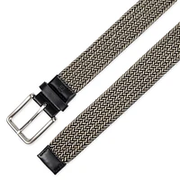 Ceinture tressée Tailored Flex de Haggar pour hommes en tissu élastique avec garniture similicuir 35mm