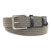 Ceinture tressée Tailored Flex de Haggar pour hommes en tissu élastique avec garniture similicuir 35mm