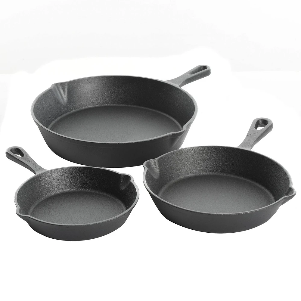 Gibson Home Addlestone 3 Piece Cast Iron Pre Seasoned Skillet Set