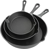 Gibson Home Addlestone 3 Piece Cast Iron Pre Seasoned Skillet Set